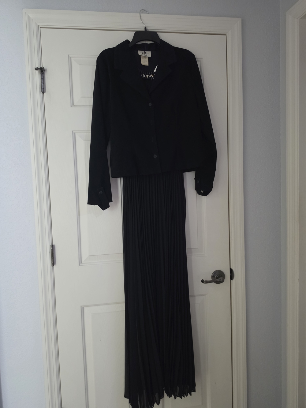 LA Gal Black Pleated Maxi Dress with Matching Jacket